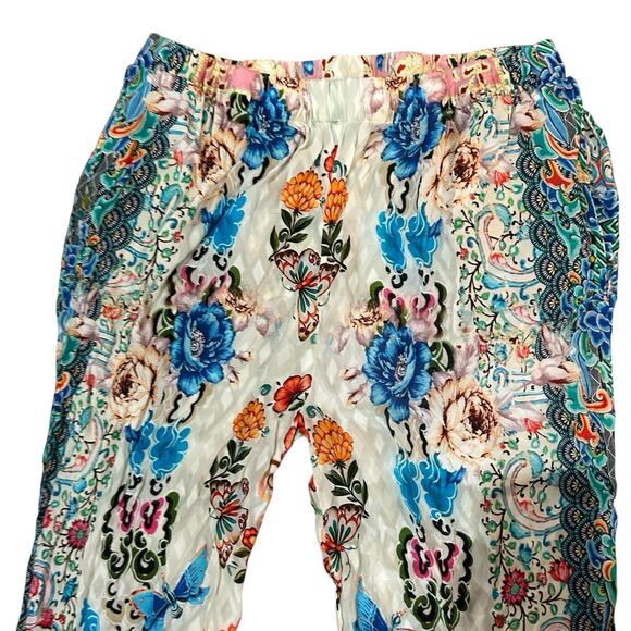 Shana Viscose Silk Pants Size Large Floral Baggy Relaxed Colorful Bohemian - Picture 6 of 8